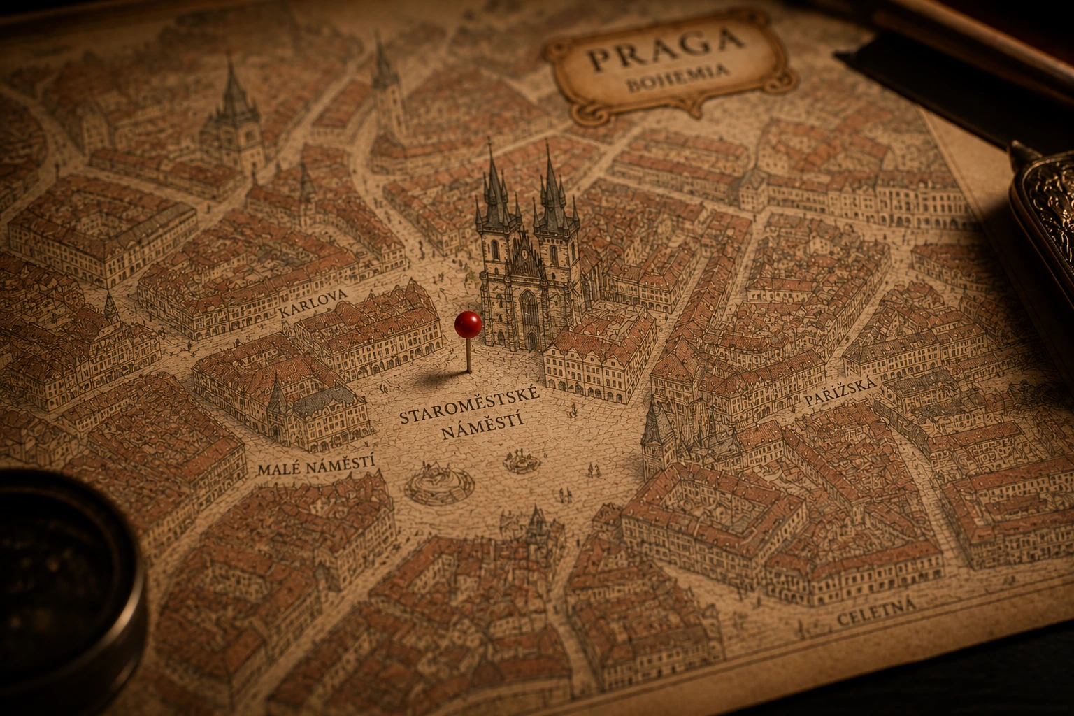 Historic map of Prague Old Town